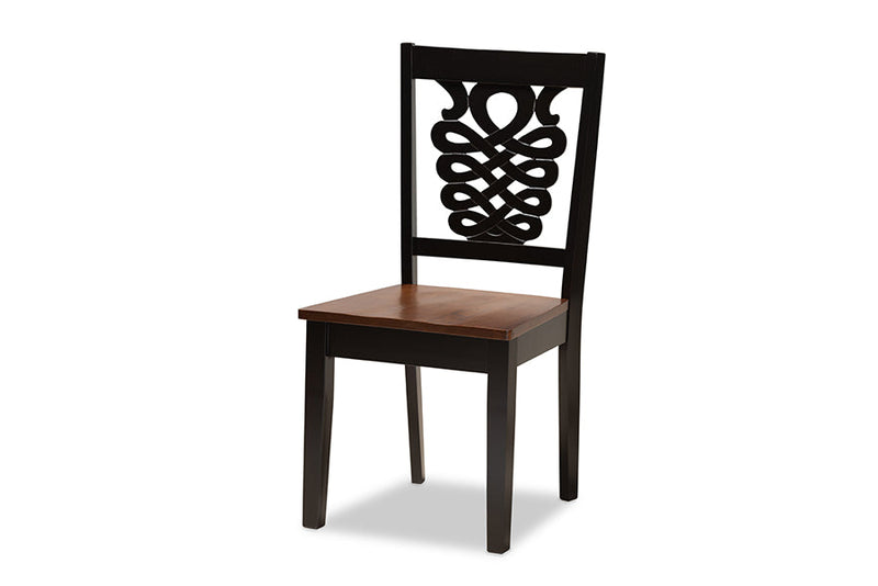 Kim Two-Tone Dark Brown and Walnut Brown 5-Piece Dining Set Baxton