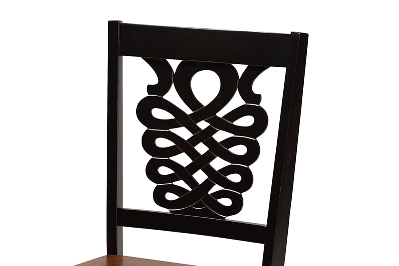 Kim Modern and Contemporary Two-Tone Dark Brown and Walnut Brown Finished Wood 5-Piece Dining Set