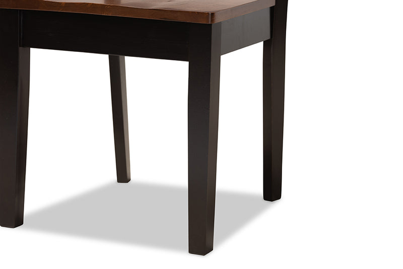 Kim Modern and Contemporary Two-Tone Dark Brown and Walnut Brown Finished Wood 5-Piece Dining Set