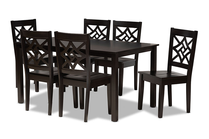 Braylin Modern and Contemporary Dark Brown Finished Wood 7-Piece Dining Set