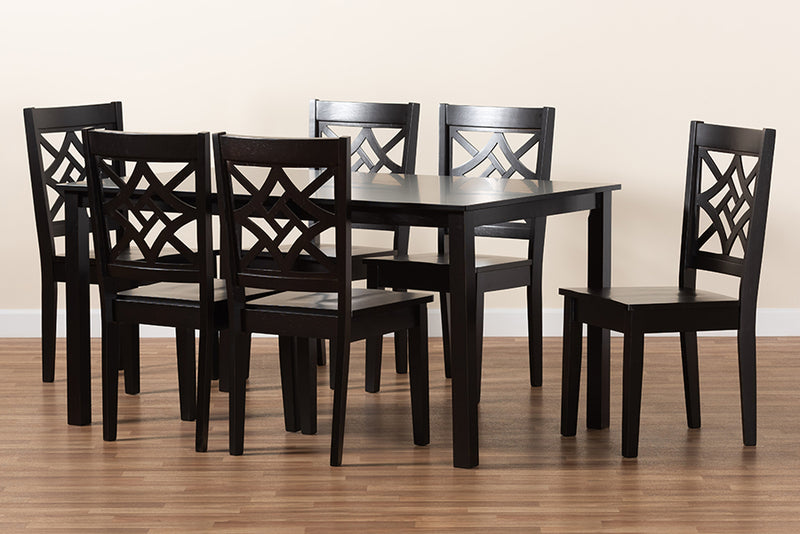 Braylin Modern and Contemporary Dark Brown Finished Wood 7-Piece Dining Set