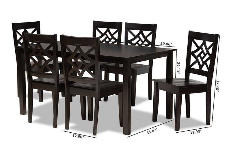 Braylin Modern and Contemporary Dark Brown Finished Wood 7-Piece Dining Set