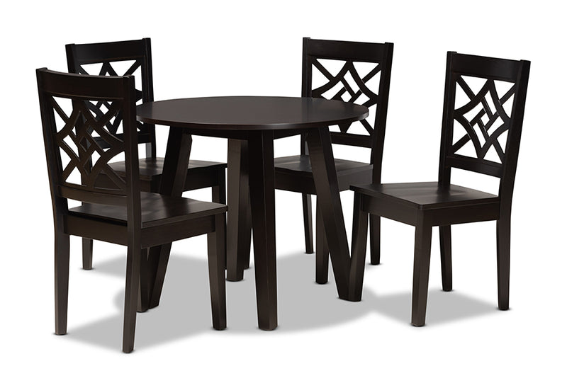 Daniela Modern and Contemporary Dark Brown Finished Wood 5-Piece Dining Set