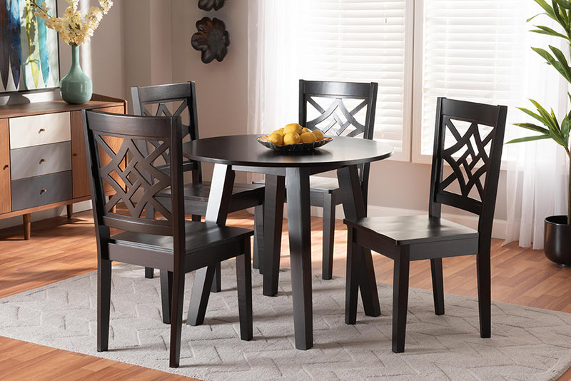 Daniela Modern and Contemporary Dark Brown Finished Wood 5-Piece Dining Set