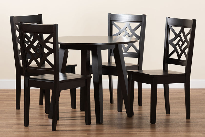 Daniela Modern and Contemporary Dark Brown Finished Wood 5-Piece Dining Set