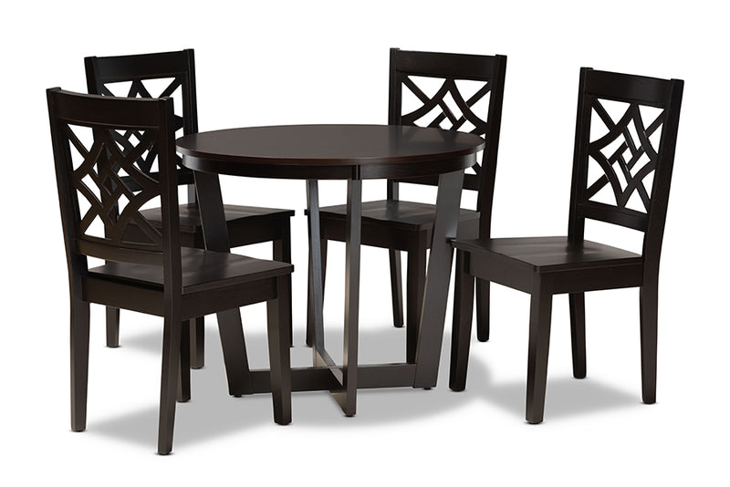 Anfield Modern and Contemporary Dark Brown Finished Wood 5-Piece Dining Set