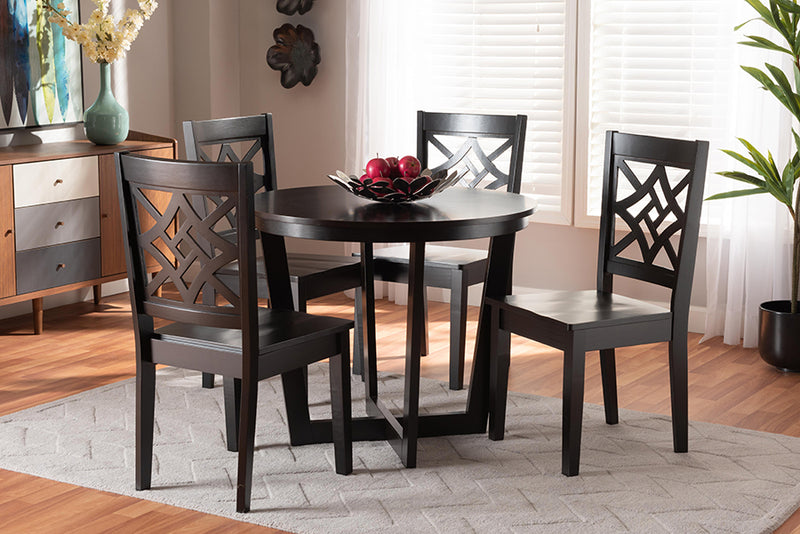 Anfield Modern and Contemporary Dark Brown Finished Wood 5-Piece Dining Set