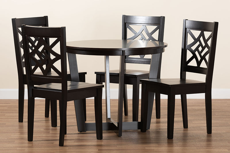 Anfield Modern and Contemporary Dark Brown Finished Wood 5-Piece Dining Set