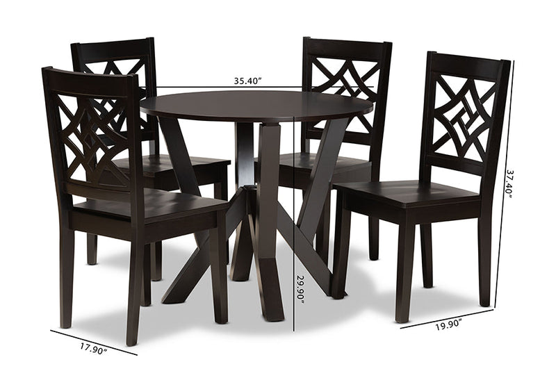 Harding Dark Brown 5-Piece Dining Set Baxton