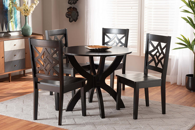 Devon Dark Brown 5-Piece Dining Set Baxton