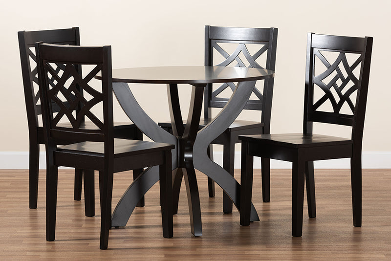 Devon Modern and Contemporary Dark Brown Finished Wood 5-Piece Dining Set