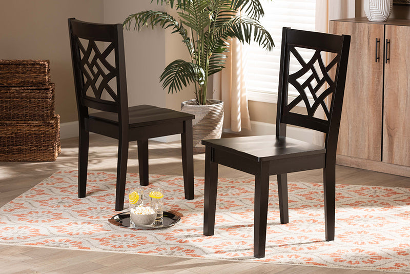 Braylin Modern and Contemporary Dark Brown Finished Wood 2-Piece Dining Chair Set