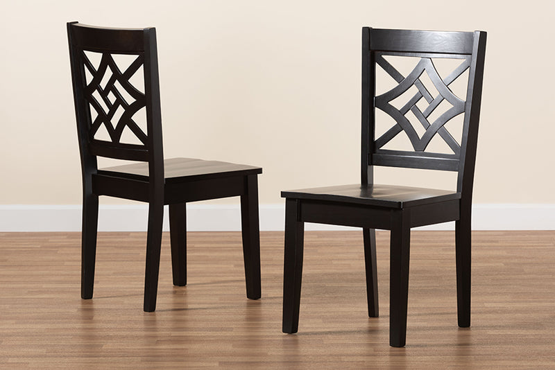 Braylin Modern and Contemporary Dark Brown Finished Wood 2-Piece Dining Chair Set