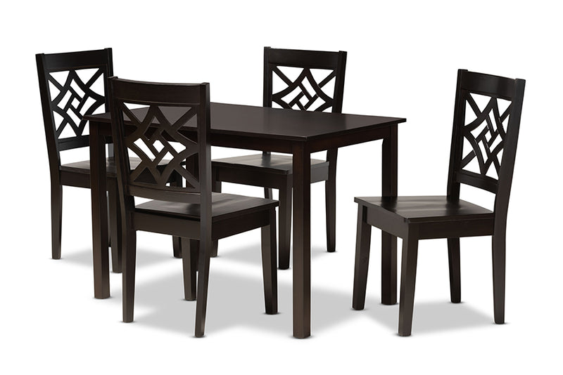 Braylin Modern and Contemporary Dark Brown Finished Wood 5-Piece Dining Set