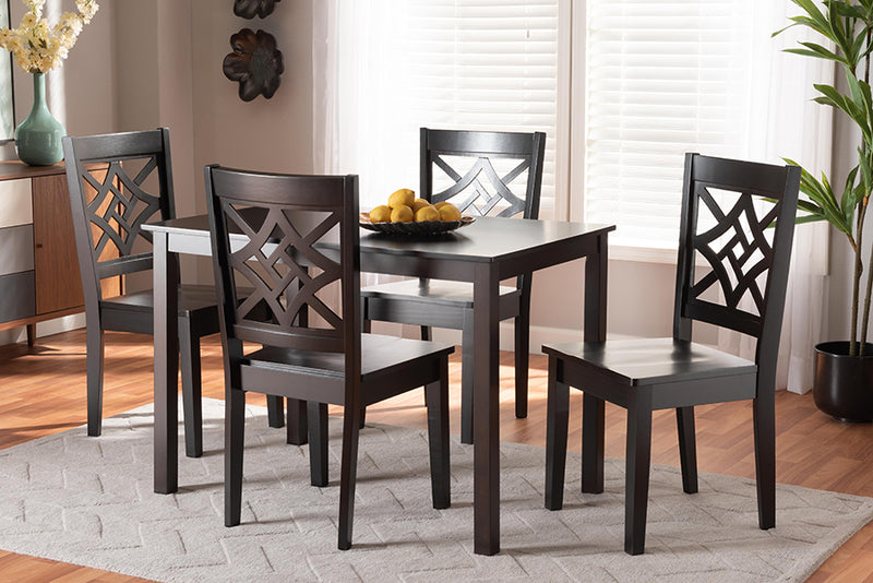 Braylin Modern and Contemporary Dark Brown Finished Wood 5-Piece Dining Set