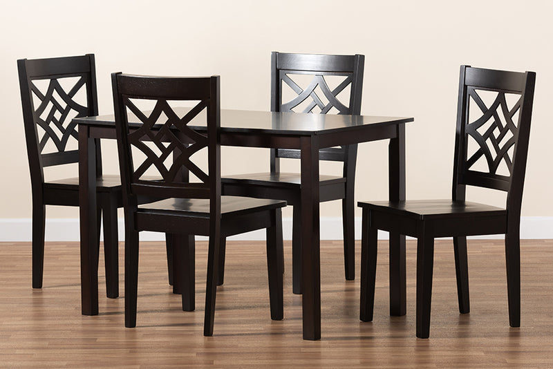 Braylin Modern and Contemporary Dark Brown Finished Wood 5-Piece Dining Set