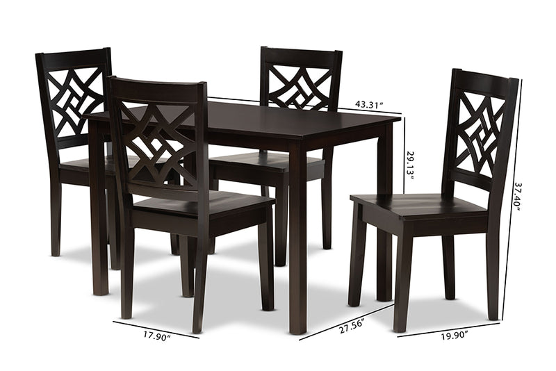 Braylin Modern and Contemporary Dark Brown Finished Wood 5-Piece Dining Set