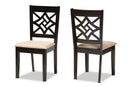 Braylin Sand Fabric Upholstered and Dark Brown 2Pc Dining Chair Set Baxton