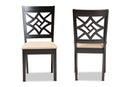 Braylin Sand Fabric Upholstered and Dark Brown 2Pc Dining Chair Set Baxton