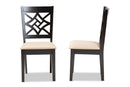 Braylin Sand Fabric Upholstered and Dark Brown 2Pc Dining Chair Set Baxton