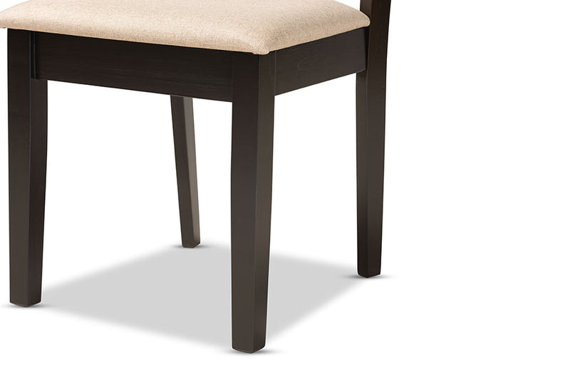 Braylin Sand Fabric Upholstered and Dark Brown 2Pc Dining Chair Set Baxton