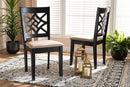 Braylin Sand Fabric Upholstered and Dark Brown 2Pc Dining Chair Set Baxton