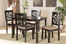 Braylin Sand Fabric Upholstered and Dark Brown 5-Piece Dining Set Baxton