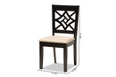 Braylin Sand Fabric Upholstered and Dark Brown 2Pc Dining Chair Set Baxton