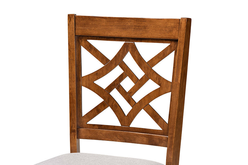 Braylin Gray Fabric Upholstered and Walnut Brown 2Pc Dining Chair Set Baxton