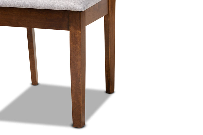 Braylin Gray Fabric Upholstered and Walnut Brown 2Pc Dining Chair Set Baxton