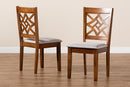 Braylin Gray Fabric Upholstered and Walnut Brown 2Pc Dining Chair Set Baxton