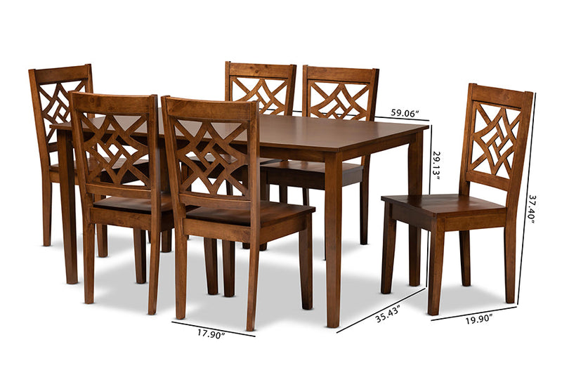 Braylin Walnut Brown 7-Piece Dining Set Baxton