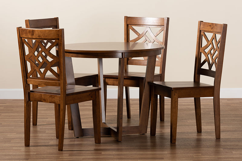 Anfield Modern and Contemporary Walnut Brown Finished Wood 5-Piece Dining Set