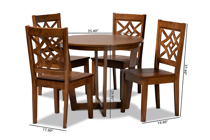 Anfield Modern and Contemporary Walnut Brown Finished Wood 5-Piece Dining Set