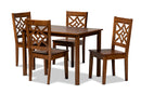Braylin Walnut Brown 5-Piece Dining Set Baxton