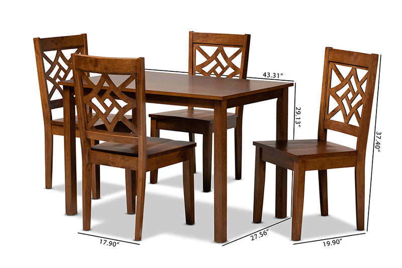 Braylin Walnut Brown 5-Piece Dining Set Baxton