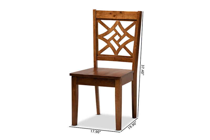 Braylin Modern and Contemporary Walnut Brown Finished Wood 2-Piece Dining Chair Set