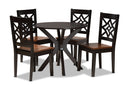 Darlene Two-Tone Dark Brown and Walnut Brown 5-Piece Dining Set Baxton