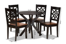 Darlene Two-Tone Dark Brown and Walnut Brown 5-Piece Dining Set Baxton