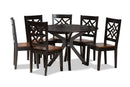 Darlene Two-Tone Dark Brown and Walnut Brown 7-Piece Dining Set Baxton