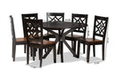 Darlene Two-Tone Dark Brown and Walnut Brown 7-Piece Dining Set Baxton
