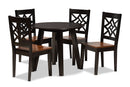 Daniela Two-Tone Dark Brown and Walnut Brown 5-Piece Dining Set Baxton