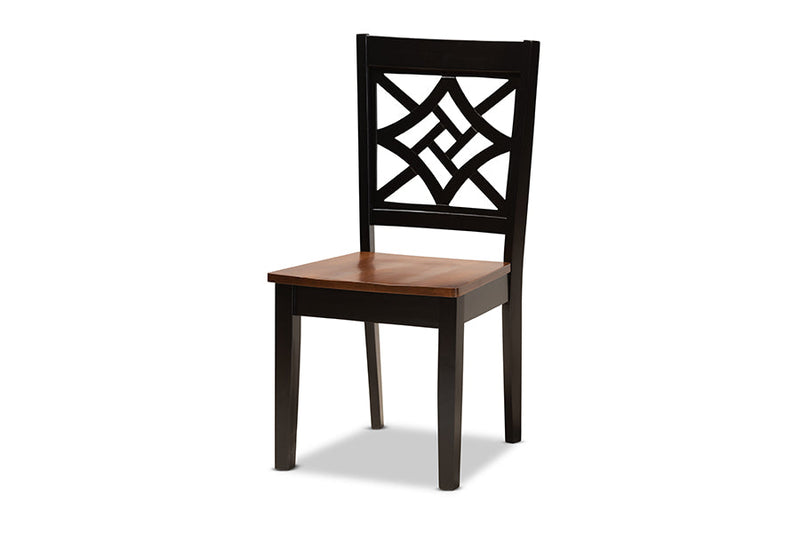 Anfield Two-Tone Dark Brown and Walnut Brown 5-Piece Dining Set Baxton