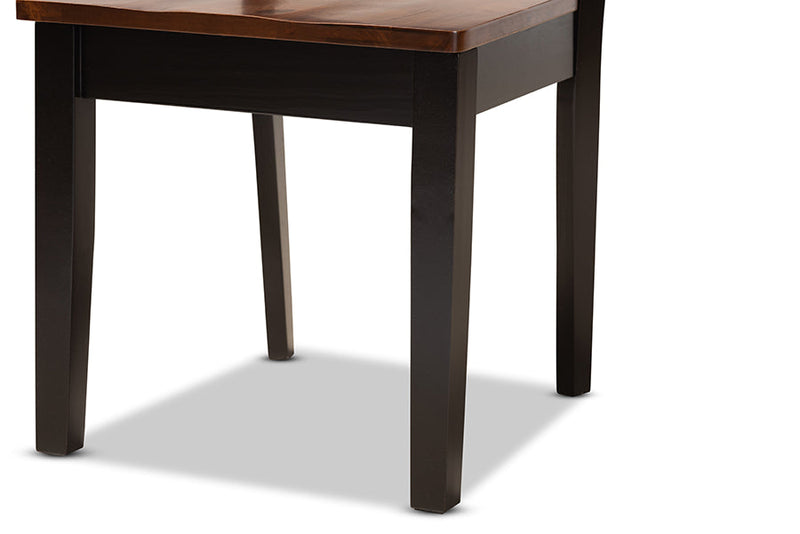 Anfield Two-Tone Dark Brown and Walnut Brown 5-Piece Dining Set Baxton