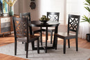 Anfield Two-Tone Dark Brown and Walnut Brown 5-Piece Dining Set Baxton