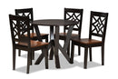 Harding Two-Tone Dark Brown and Walnut Brown 5-Piece Dining Set Baxton