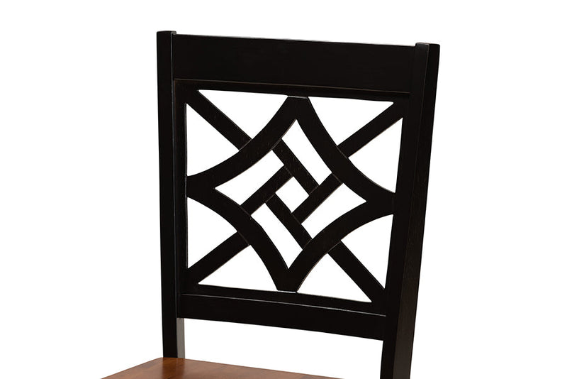 Harding Two-Tone Dark Brown and Walnut Brown 5-Piece Dining Set Baxton