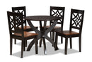 Devon Two-Tone Dark Brown and Walnut Brown 5-Piece Dining Set Baxton