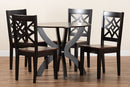 Devon Two-Tone Dark Brown and Walnut Brown 5-Piece Dining Set Baxton