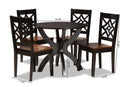 Devon Two-Tone Dark Brown and Walnut Brown 5-Piece Dining Set Baxton
